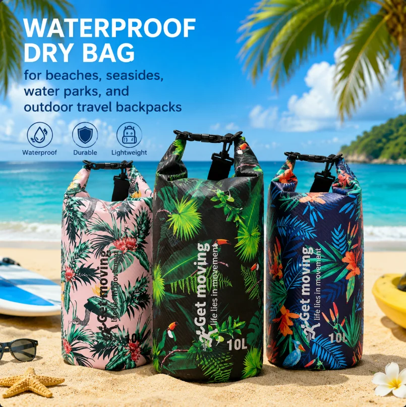 Digital Printing Waterproof Buckets for Beaches Seasides Water Parks and Outdoor Travel Backpacks Printed Waterproof Dry Bag