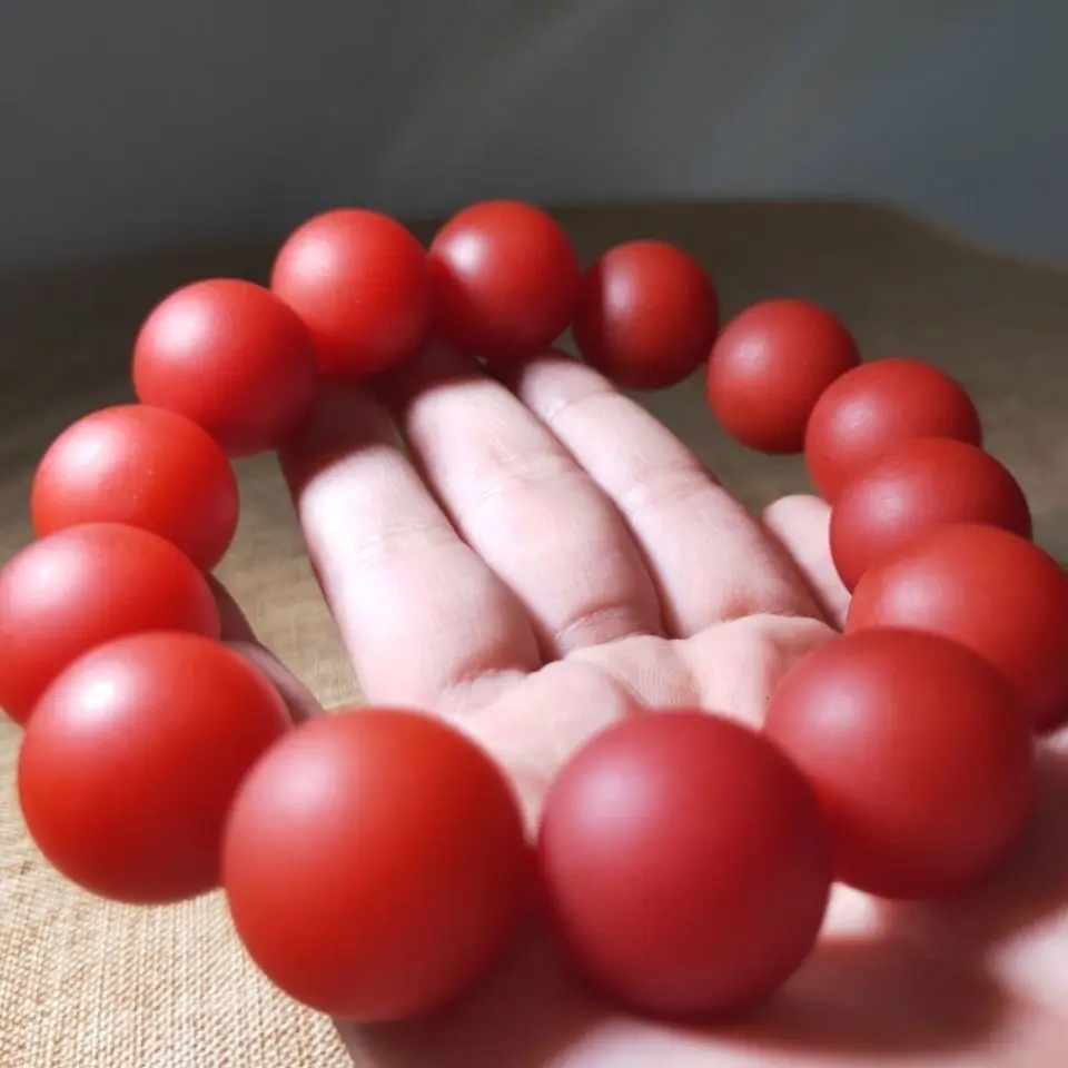 

16Mm natural Yunnan Baoshan material Nanhong agate bracelet persimmon red single circle Buddha beads