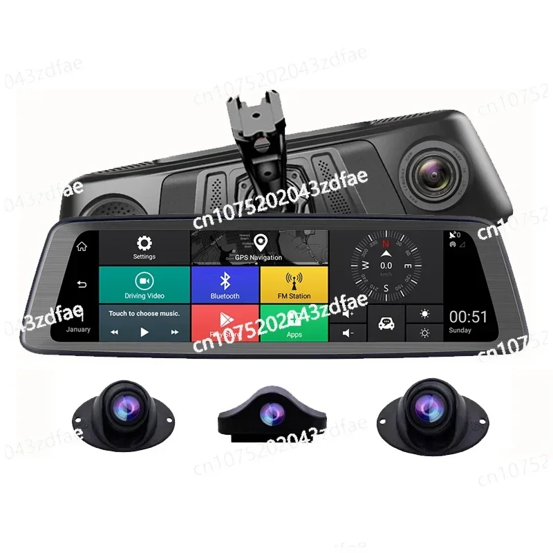 4 Channel Panoramic 2GB+32GB Car DVR 10 inch Android Rearview Mirror Camera GPS Navigator Video Recorder ADAS 4G Wifi DashCam