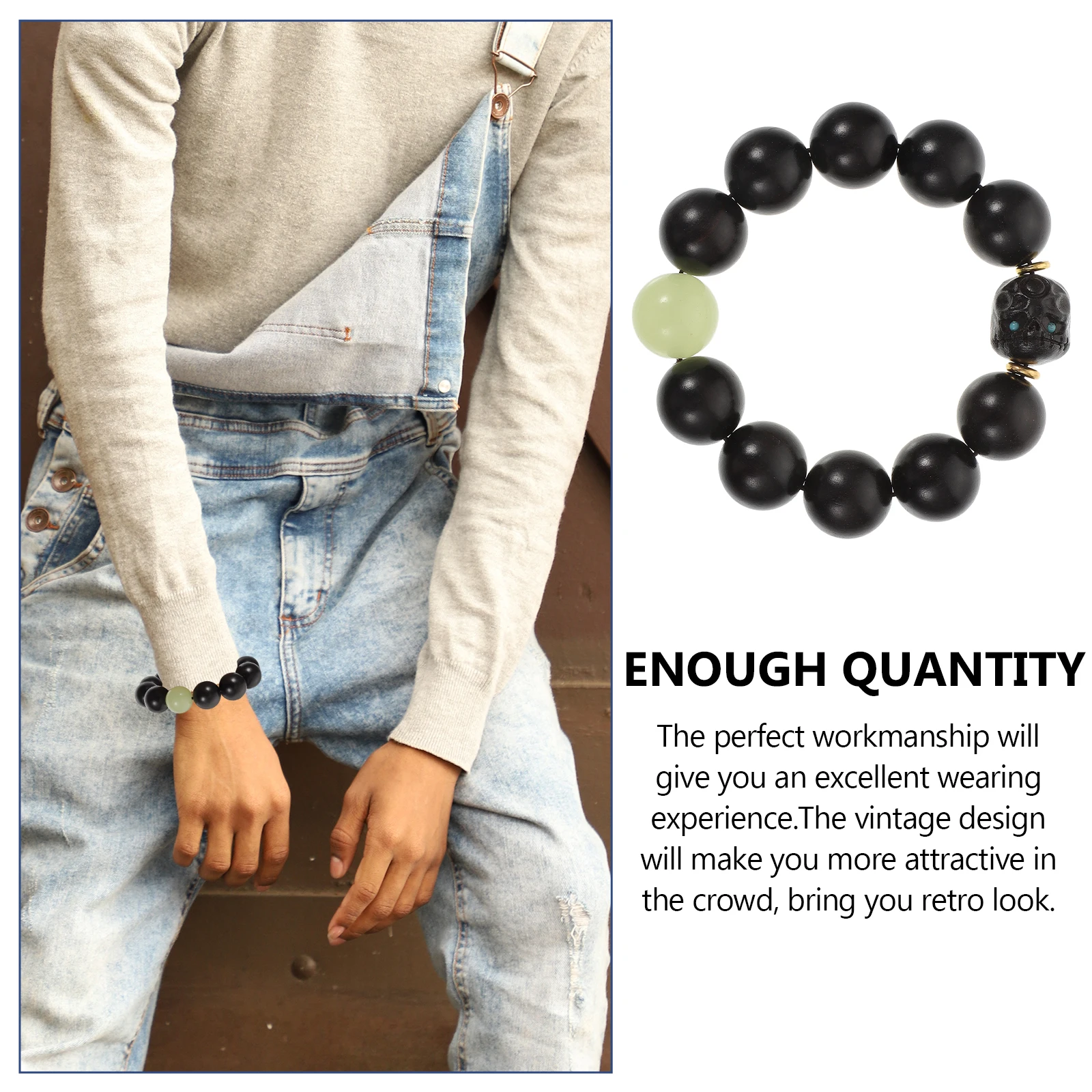 

Ebony Buddha Beads Wood Chain Wooden Bracelets Jewelry Pendant Supply Hand