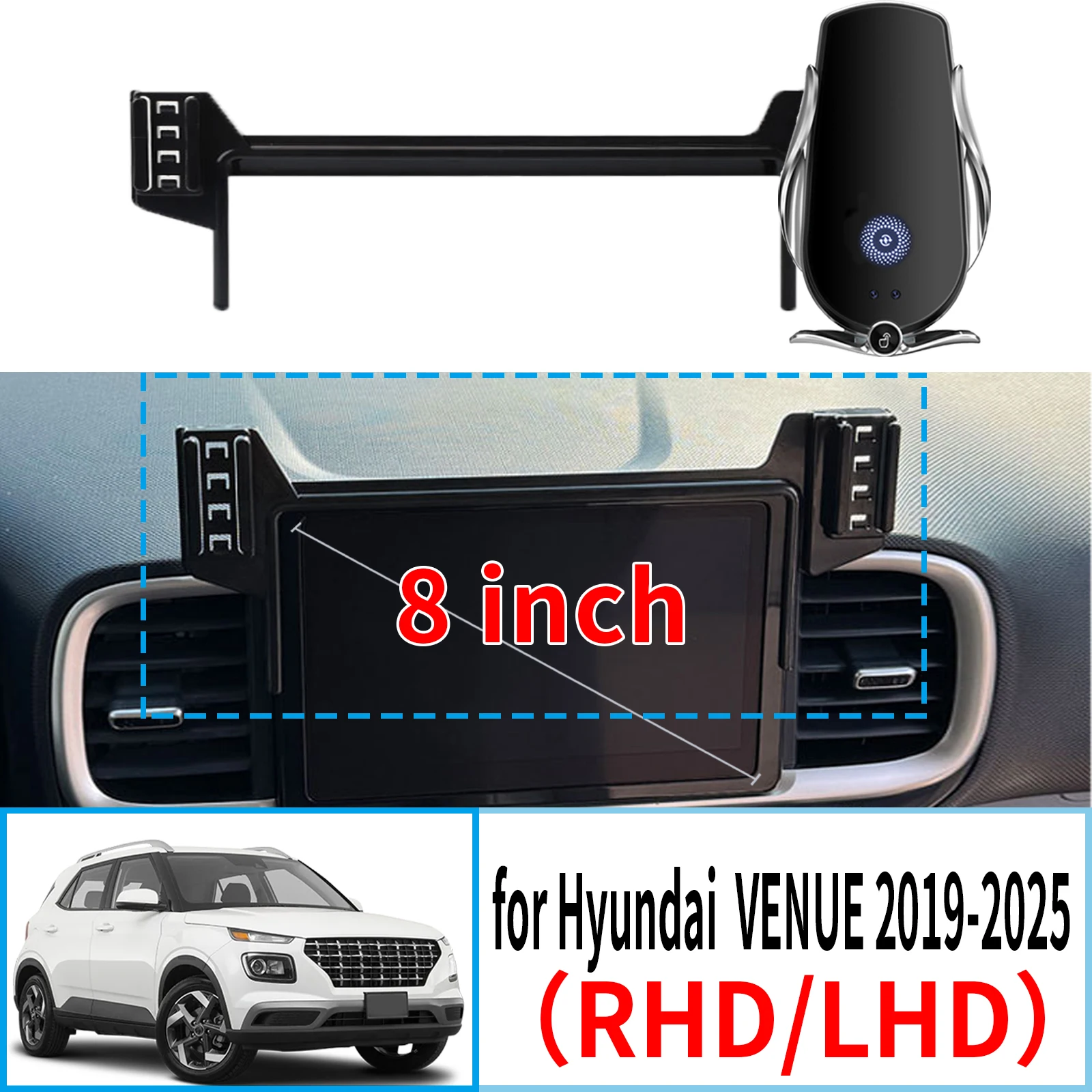 

for Hyundai VENUE 2019-2025 （8inch） ​​Navigation Bracke Screen Base Phone Holder Mount Car ​​accessoires