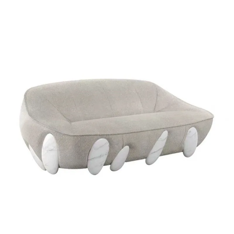 Minimalist fabric sofa personalized light luxury straight row moon sofa