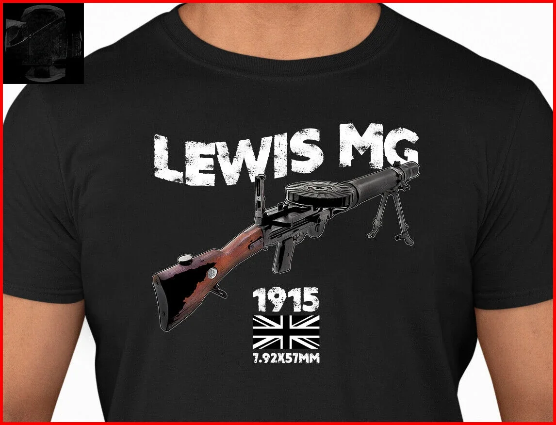 WWI Lewis Gun Aircraft-mounted Machine Gun T-Shirt 100% Cotton O-Neck Short Sleeve Summer Casual Mens T-shirt Size S-3XL