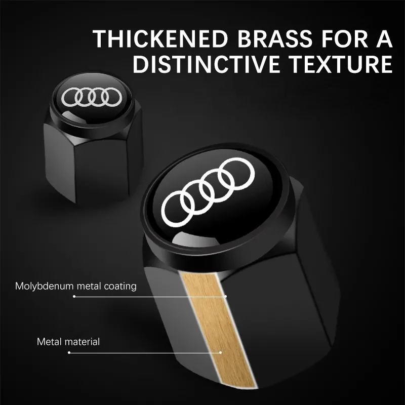 3D Metal Tire Valve Caps Car Tyre Air Stems Cover For Audi S Line A1 A3 A4 A5 A6 A7 S3 S4 S5 S6 S7 Q3 Q4 Q5 Q7 Q8 Accessories