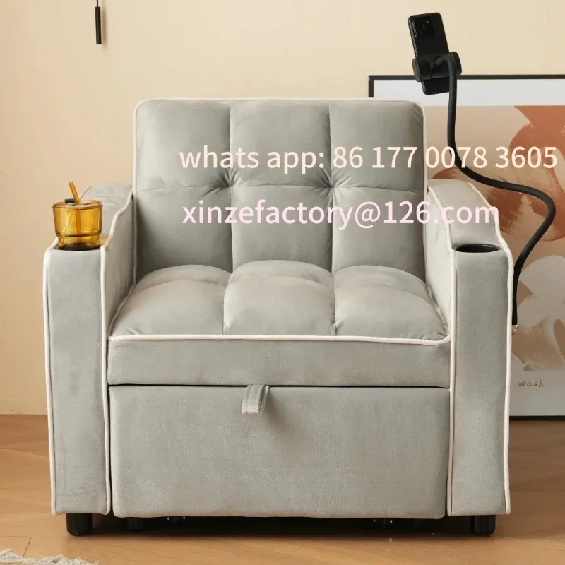 

Customizable 3-in-1 Extractable Sofa Bed & Lounge Chair with Drink, Space-Saving for Room, Multi-Functional Seating & Sleeping