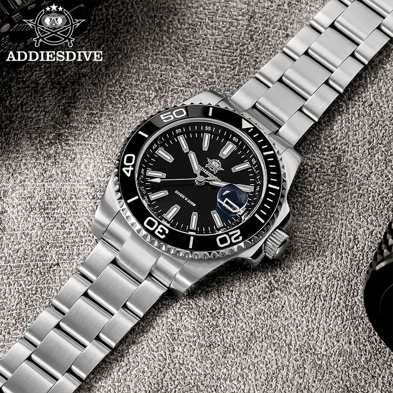 Addiesdive relógio masculino novo quartzo cerâmica moldura super luminosa 316l aço inoxidável esporte à prova dwaterproof água 200m mergulho relógio de pulso 41mm
