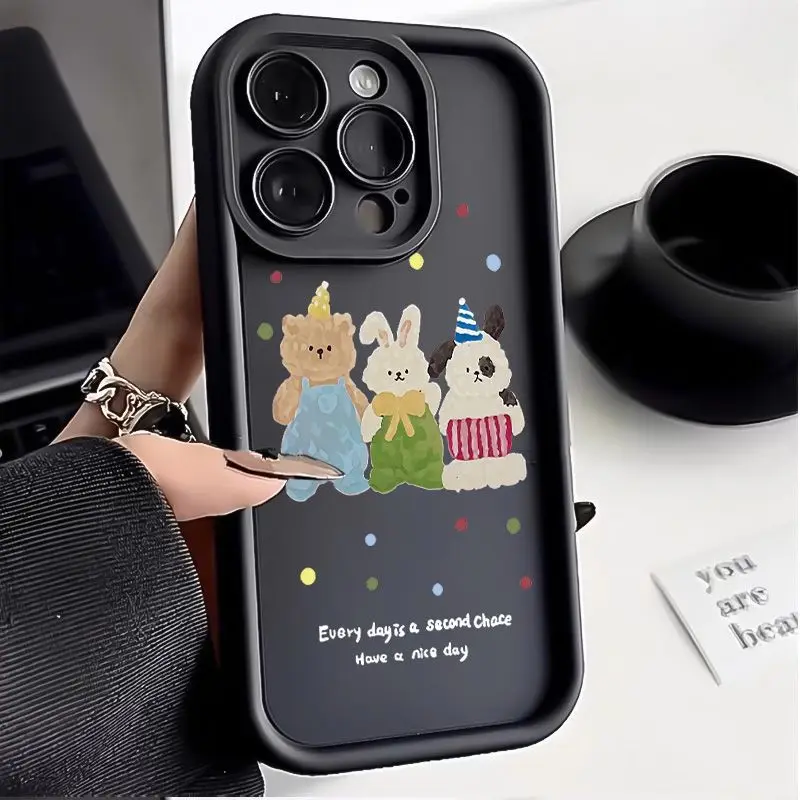 2024 New Party Bear Rabbit Dog Phone Case For iphone 14 11 12 13 15 PRO MAX XS XR 7 8 Plus iphone 14 11PRO Silica Gel Phone Case