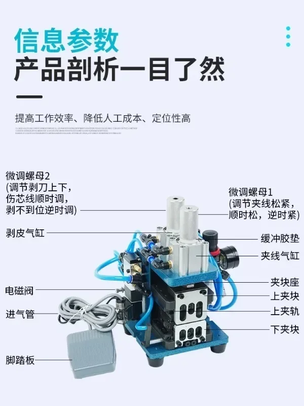 3f automatic small upright pneumatic wire stripping machine multi-core wire stripping and peeling machine