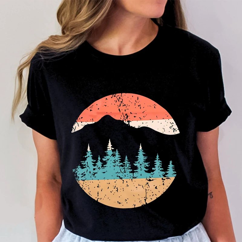 

Vintage Adventure Mountain Graphic T Shirts Women Funny Nature Lover Gift Classic Tops Woman Adventure Outdoors Mountain T-shirt