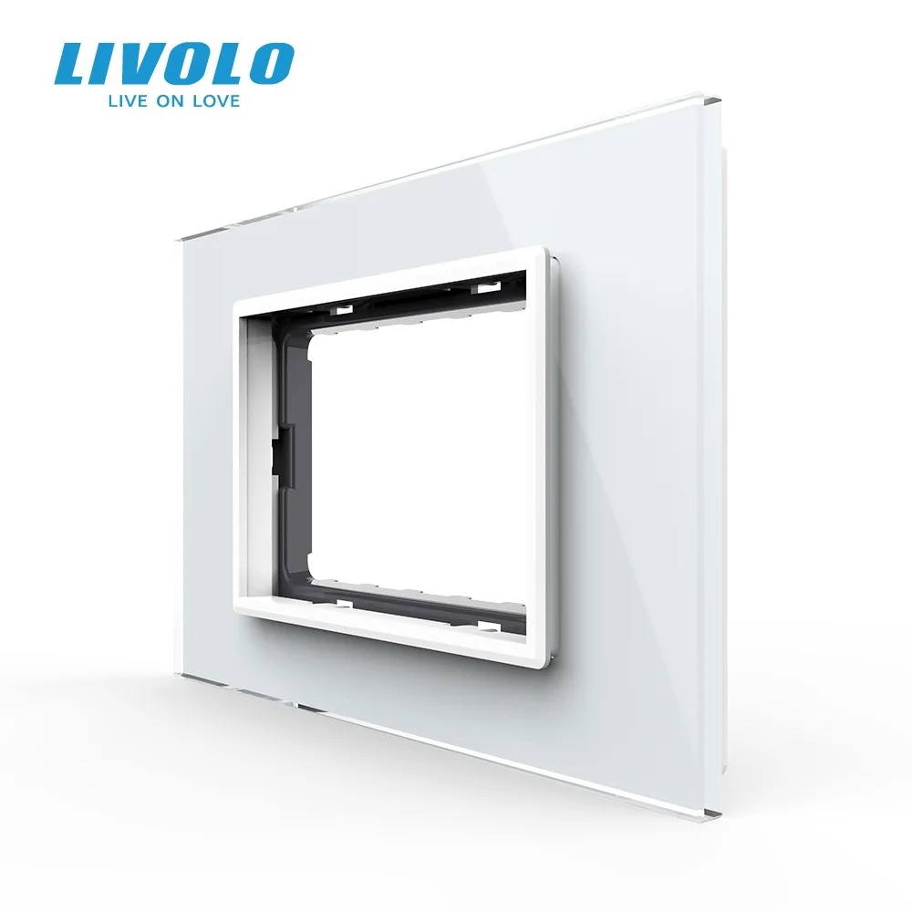 Livolo Au/Us Standard Pearl Crystal Glass 119mm*78mm Pannello singolo con foro per interruttore triplo a parete o presa VL-P9E-3W