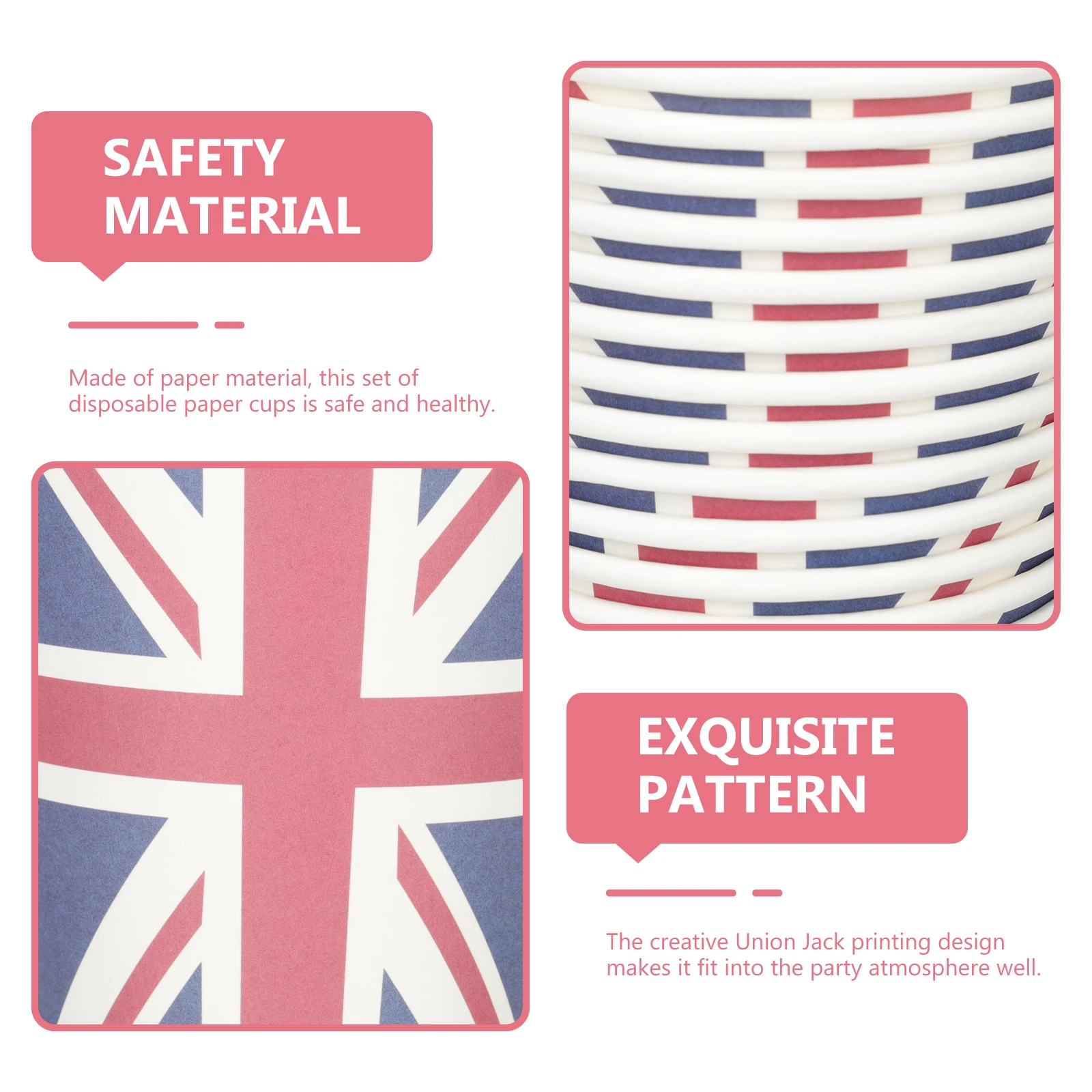 

16Pcs Uk Flag Printed Paper Cups Lightweight Disposable Cups for Parties Events Dessert Shops Multi-Function Tableware