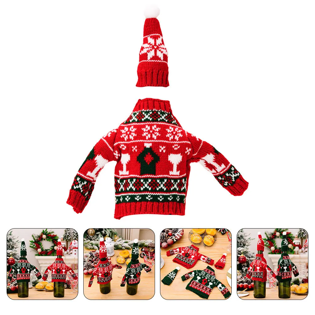 

1 Set Of Wine Covers Christmas Party Decorative Bottle Sleeve Reusable Holiday Decoration Supplies Kitchen Bar Tools Xmas Wine