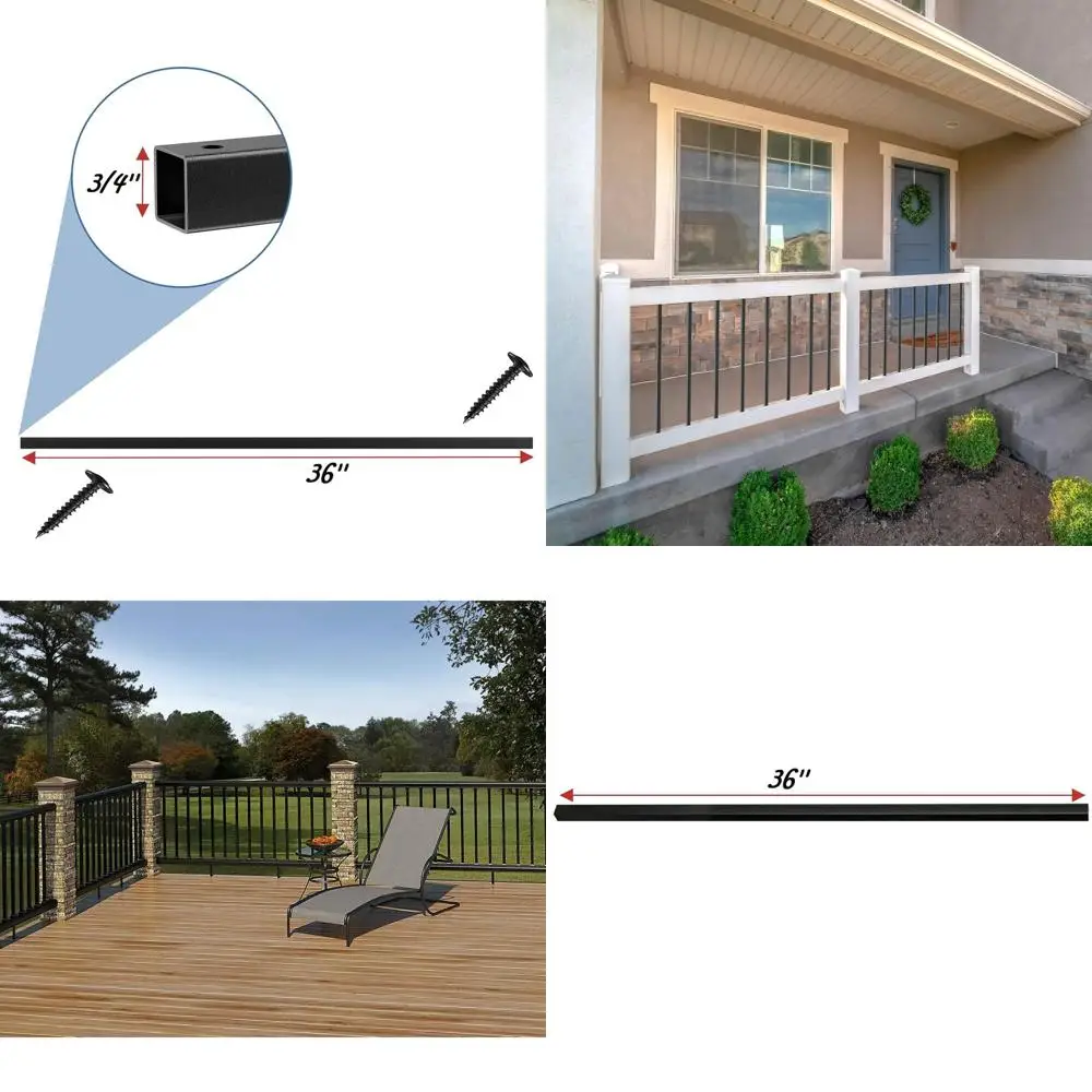 

36 полых квадратных черных металлических балясин размером 3/4, 50 шт. в упаковке для перил лестниц и крыльца