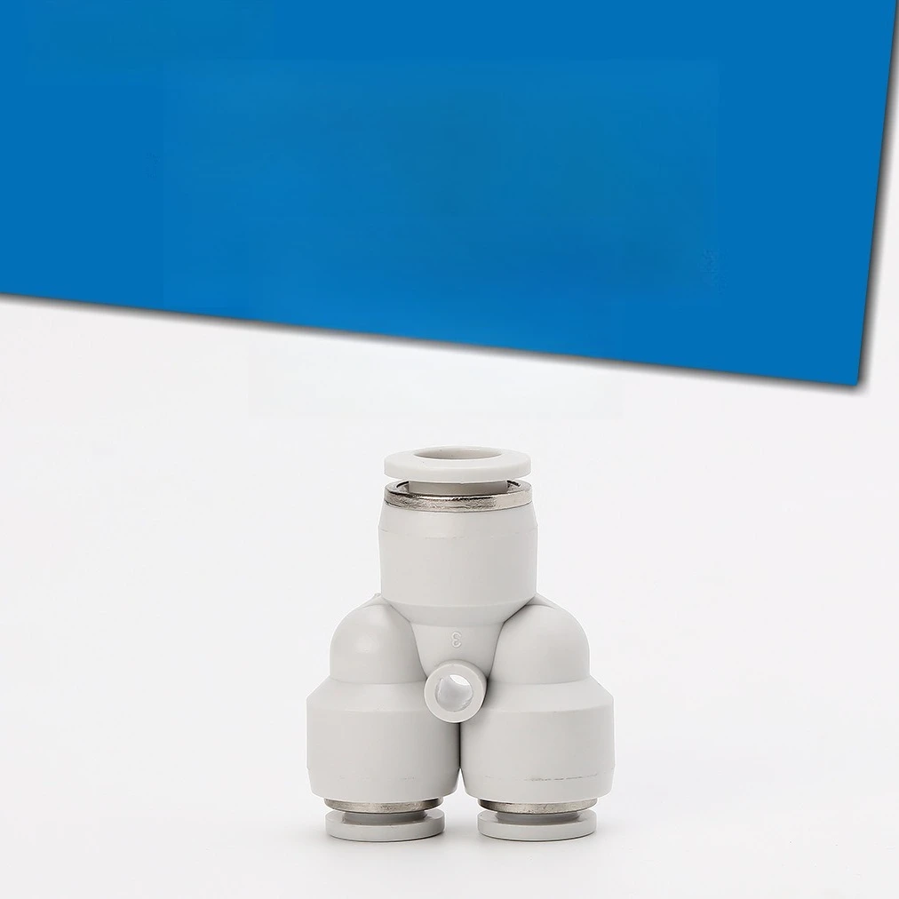 White Plastic Y-Shaped Air Quick Connector PY4-PY16, T-Type Pneumatic Tube Fitting for Air Compressor Water Pump System