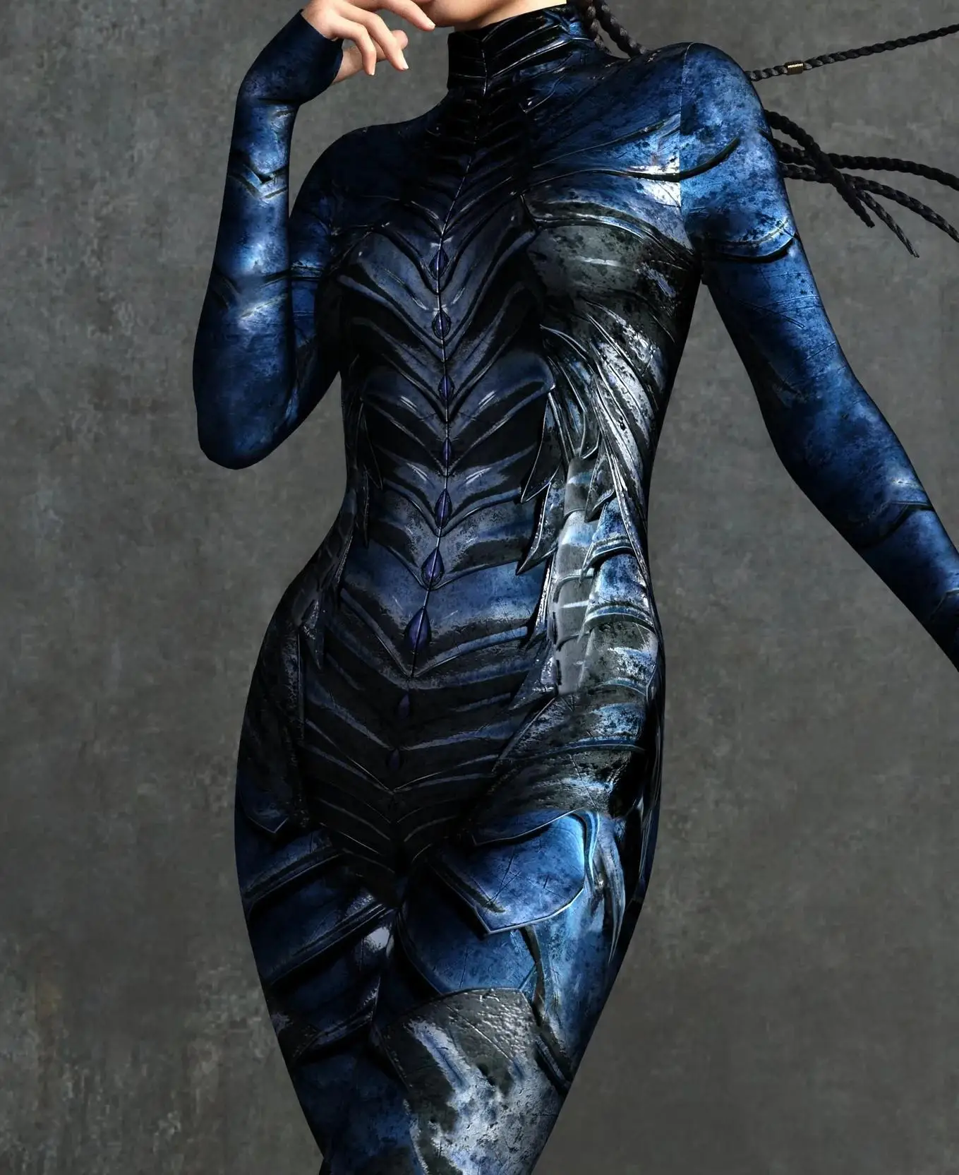 Horror-Monster Damen Cosplay Punk-Rüstungs-Jumpsuit Kostüm Elastischer Festtags-Party-Auftritts-Bodysuit Overall Zentai – Detail 14