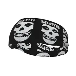 Misfits White Skull Sport Sweatband for Women Men Music Sweat Headband Tennis Gym Fitness Hair Bandages Headwrap Hair Turban