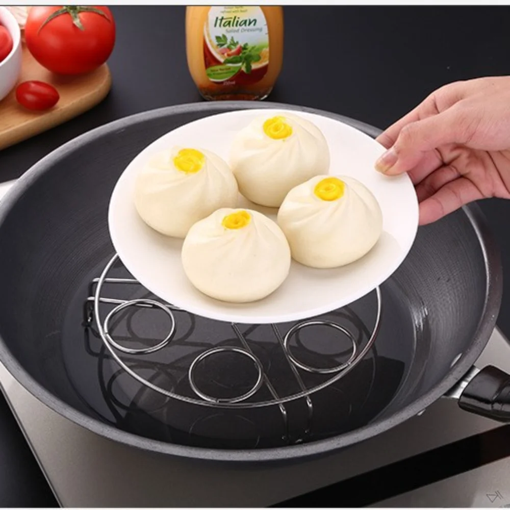 Stainless Steel Egg Steaming Rack Tripod Multifunctional Steaming Tray Holder High Leg Thickened Insulated Shelf