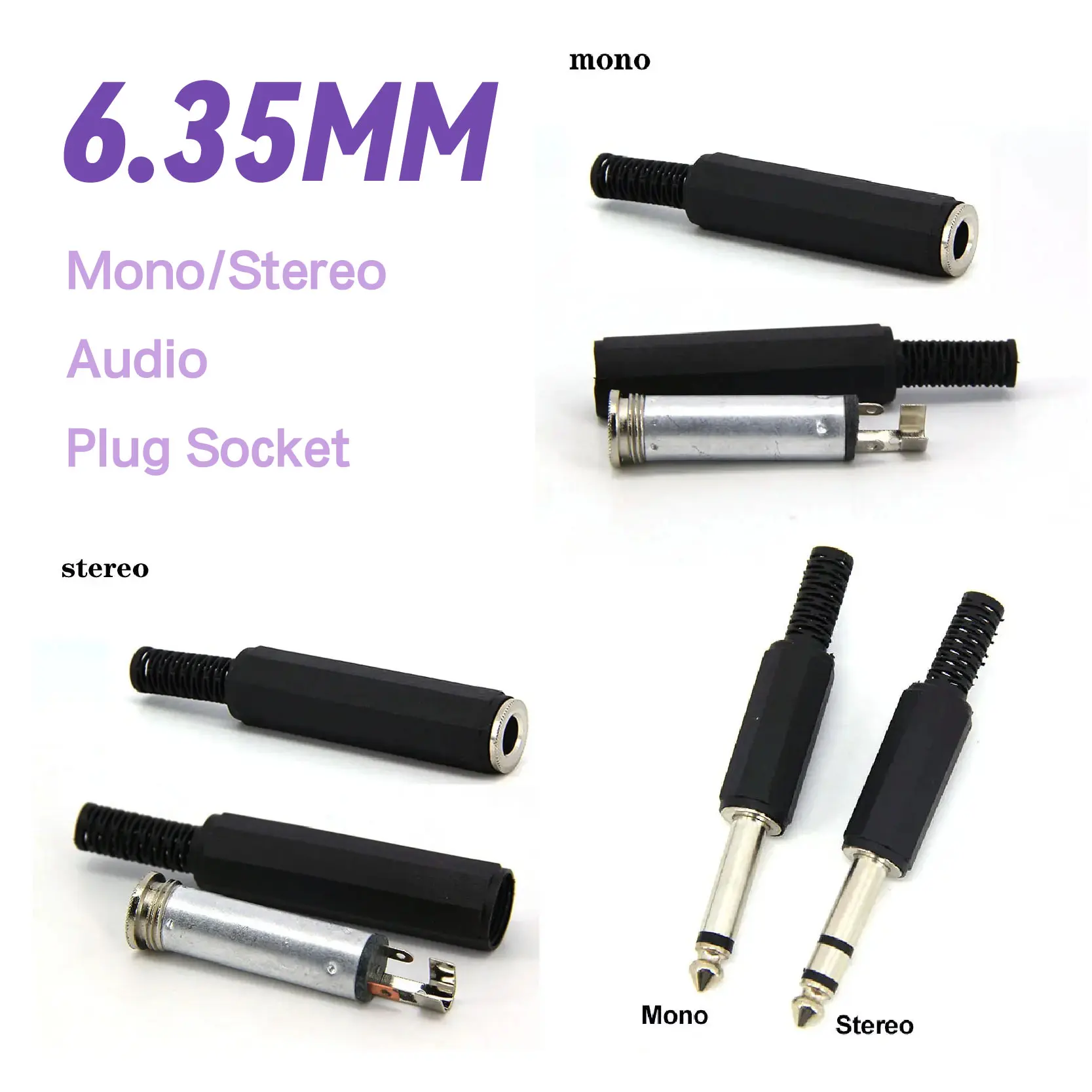 

Аудиоразъем 6,35 мм, моно/стереоразъем с паяными клеммами, сменный разъем для гитарного кабеля, наушников, микрофона