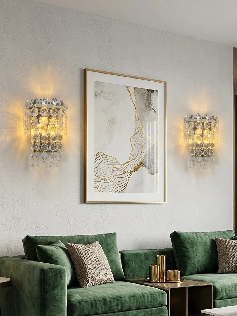 Modern Luxury Crystal Wall Sconce K9 Crystal Pendant Wall Lamp Gold Chrome Optional For Living Room Tv Wall Bedroom Hallway Home