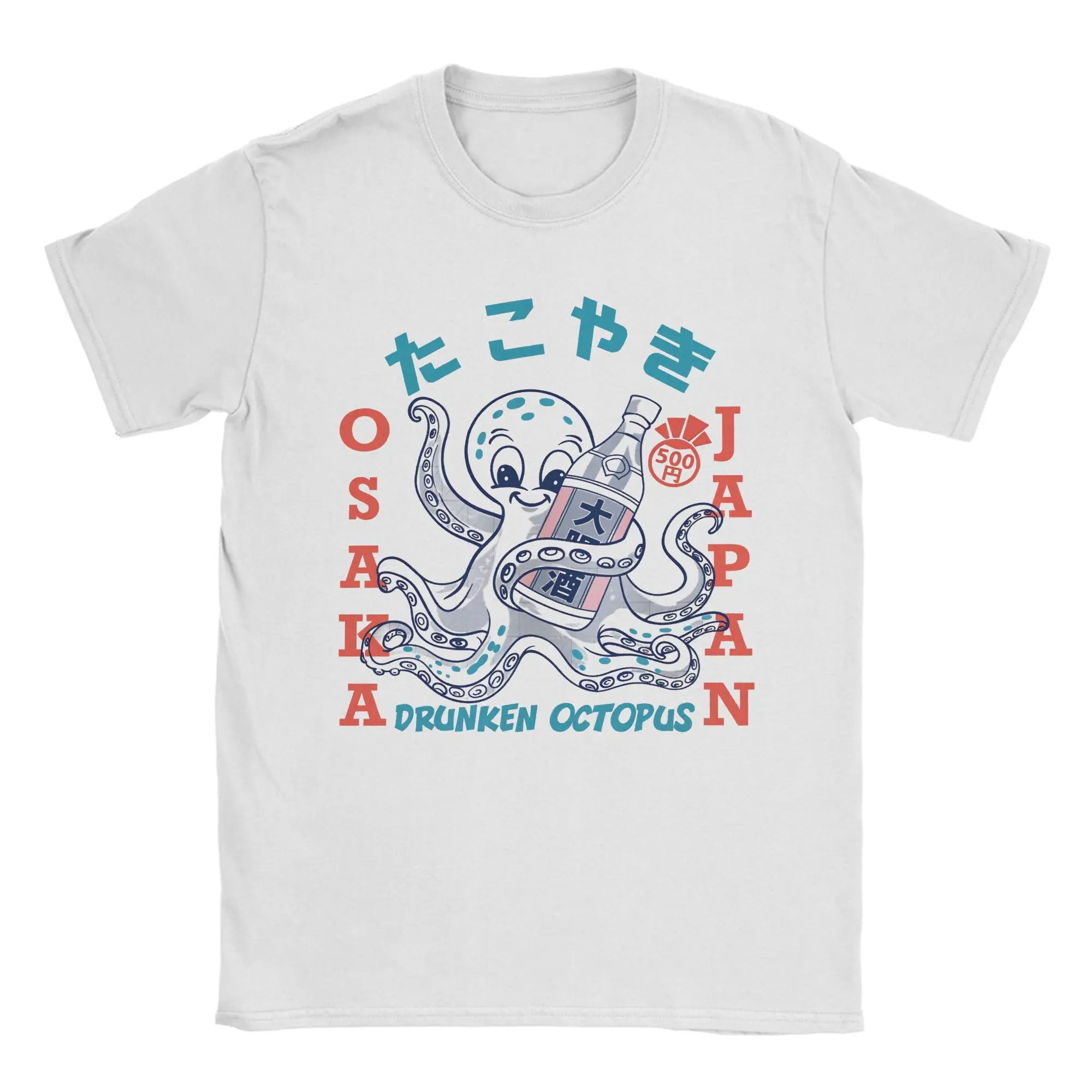 Osaka Drunken Octopus Japanese Style T-Shirts Men  Unique 100% Cotton Tees O Neck Short Sleeve T Shirts Original Tops