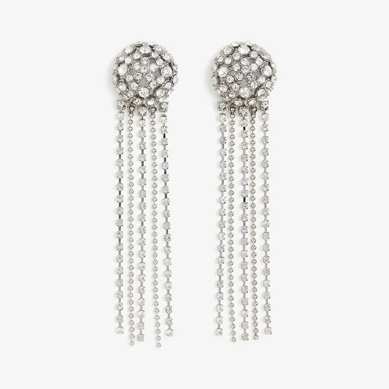 New full diamond fringed earrings exaggerated rhinestone earrings trendy jewelry women's earrings