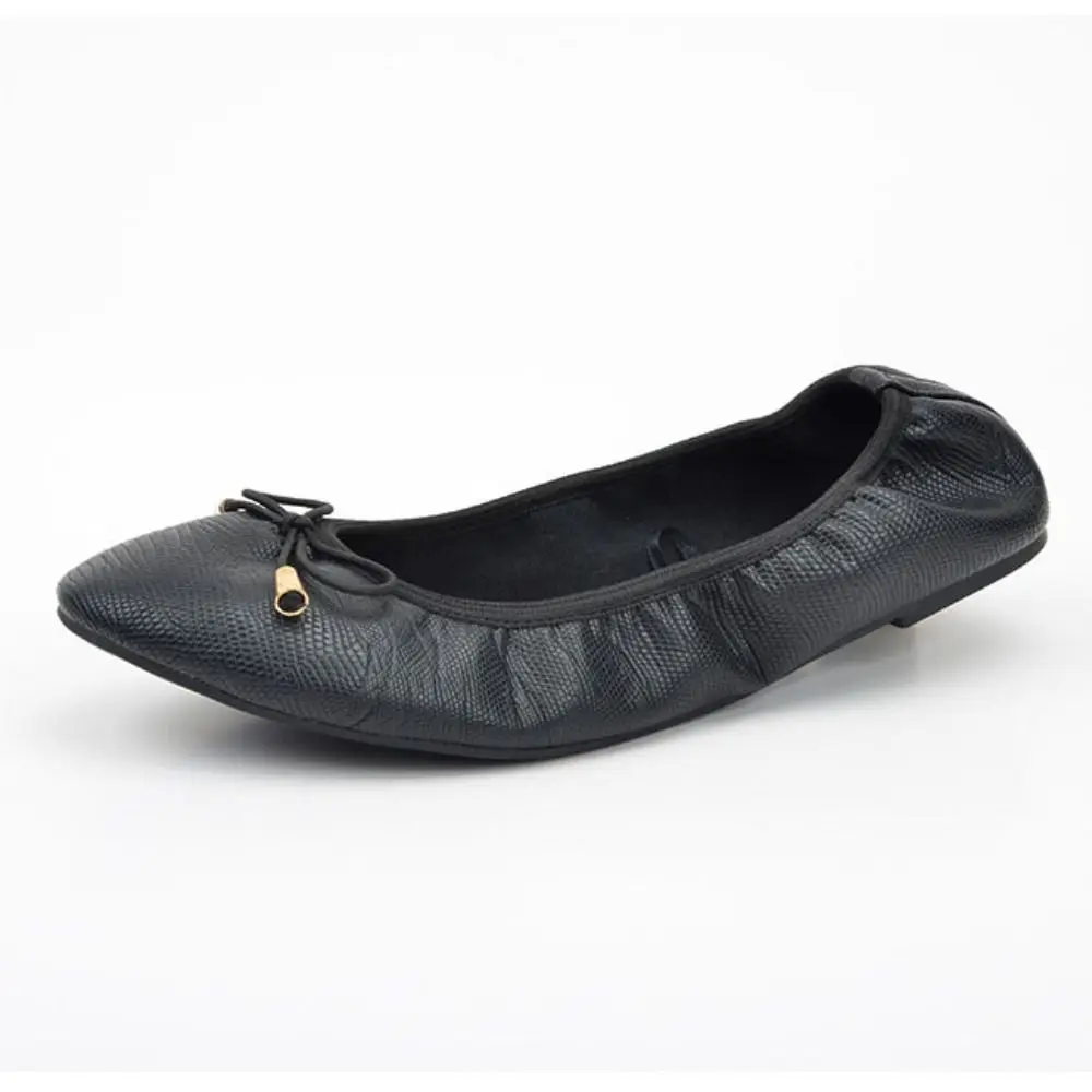 Sweet Shallow Mouth PU Ballet Shoes Bowknot Lightweight Soft Sole Flat Shoes Thread Foldable Chicken Rolls Dance Shoes Yoga
