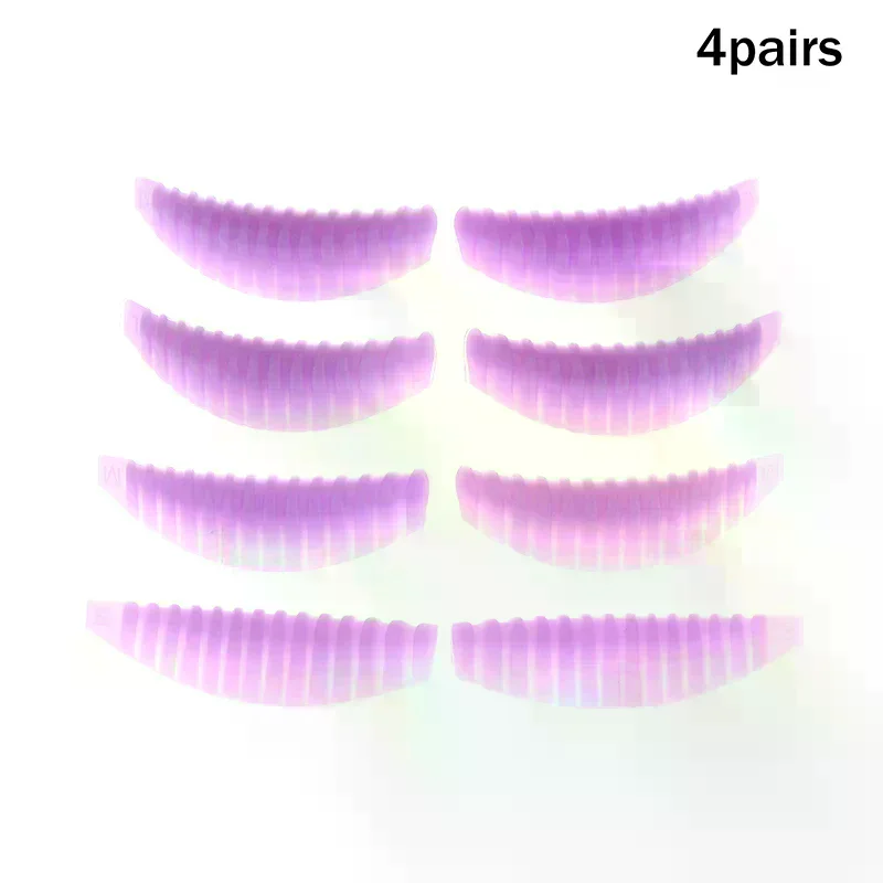 Coussin de levage de cils réutilisable, 4 paires, tampon de stratification en Silicone, tiges de permanente à rayures verticales, Extension de cils 3D, outil de maquillage