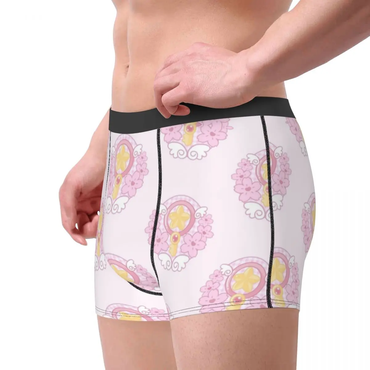 Kawaii Pastel Cardcaptor Sakura Star Key Man Underwear Boxer Shorts Panties Sexy Soft Underpants for Homme