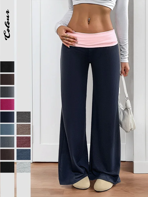

Low Waist Casual Wide Leg Pants Women's Spor Loose Fit Trousers Color Blo Design Comfortable Casual Pants