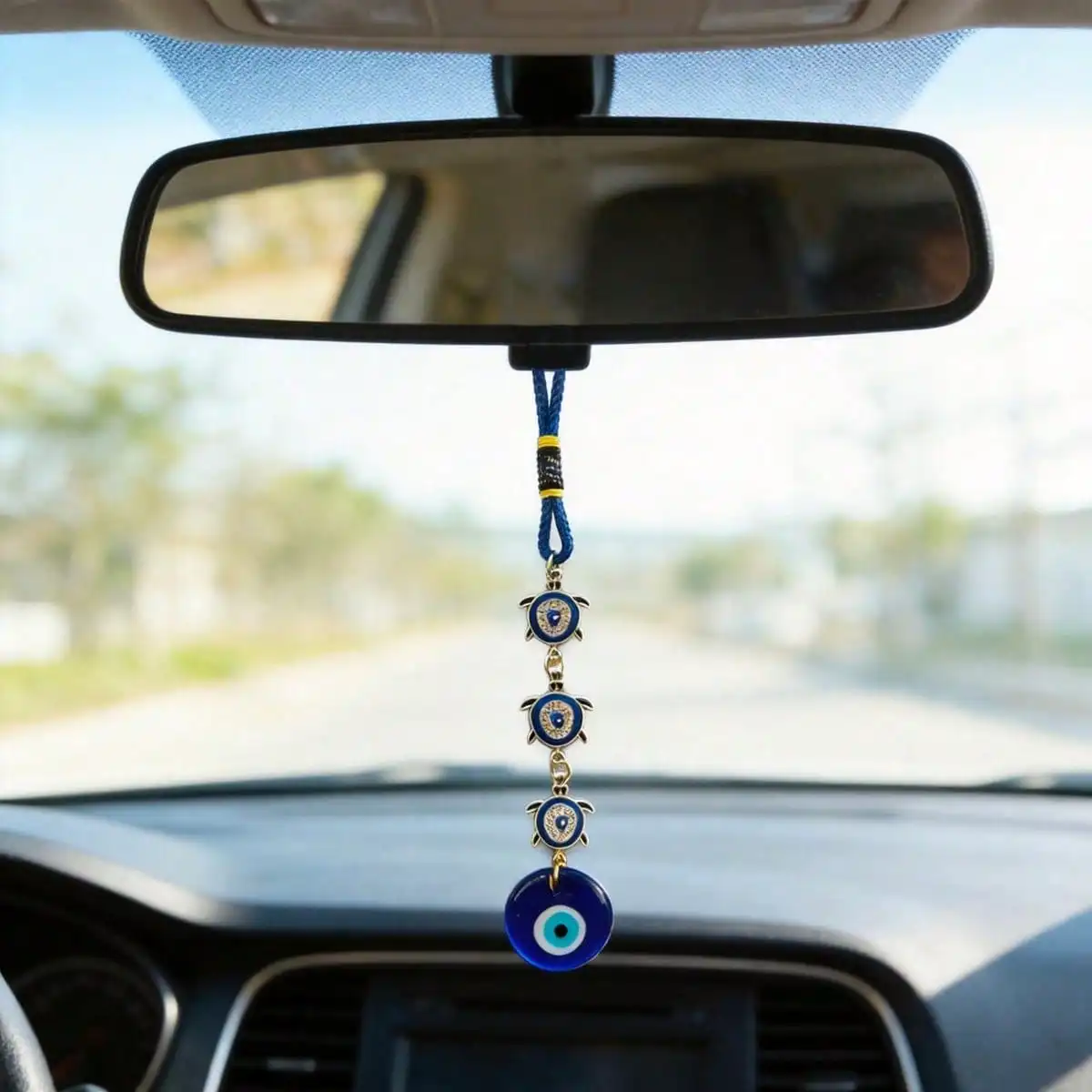 1Pc Car Rearview Mirror Pendant Rhinestone Blue Eyes Car Hanging Ornament Exquisite Evil Eye Car Charm For Car Rearview Mirror I