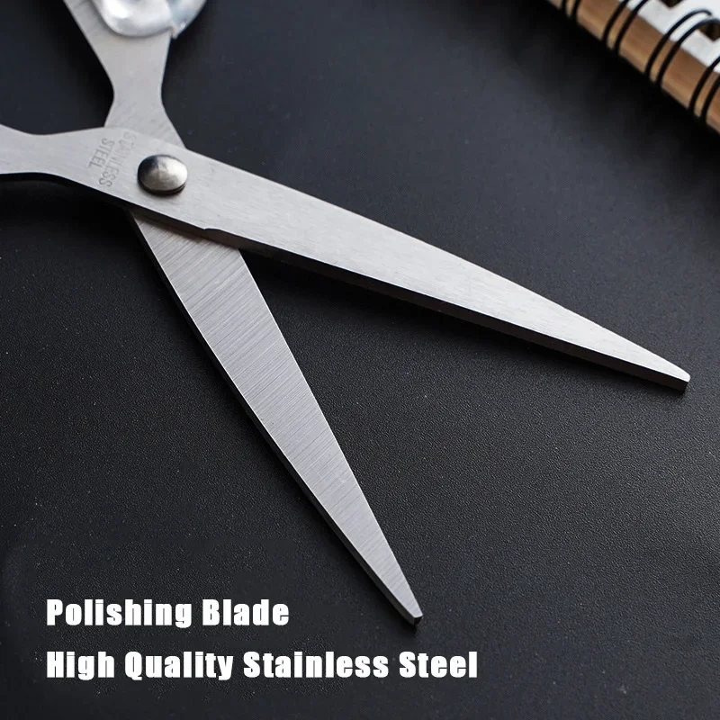 1PCS Transparent Stainless Steel Household Scissors Office Paper Cuttings Powerful Portable Student Safety Multi-function