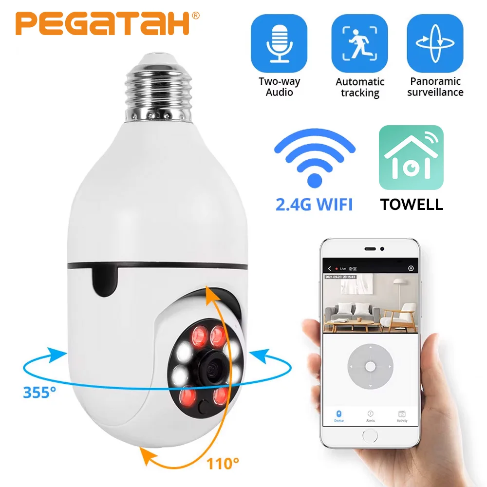 

E27 Wifi Surveillance Camera Full Color Night Vision Auto Human Tracking 4xDigital Zoom Video Home Security Monitor Cameras