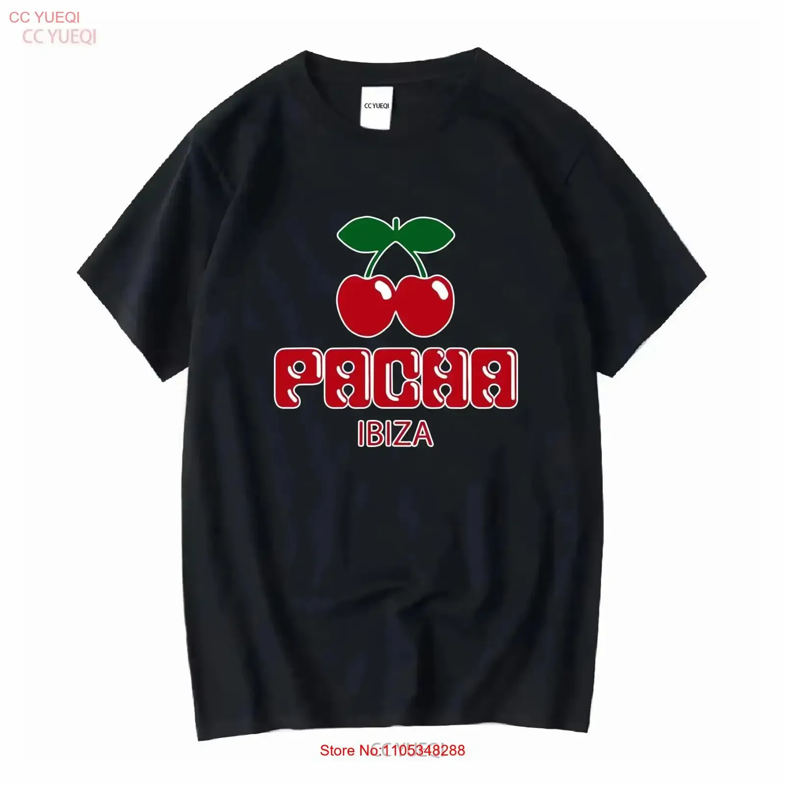 Pacha Ibiza Logo Cherry White Women's 3 4 T Shirt T2968 vintage Washed Stylish Comfortable Slightly homme vintage Washed