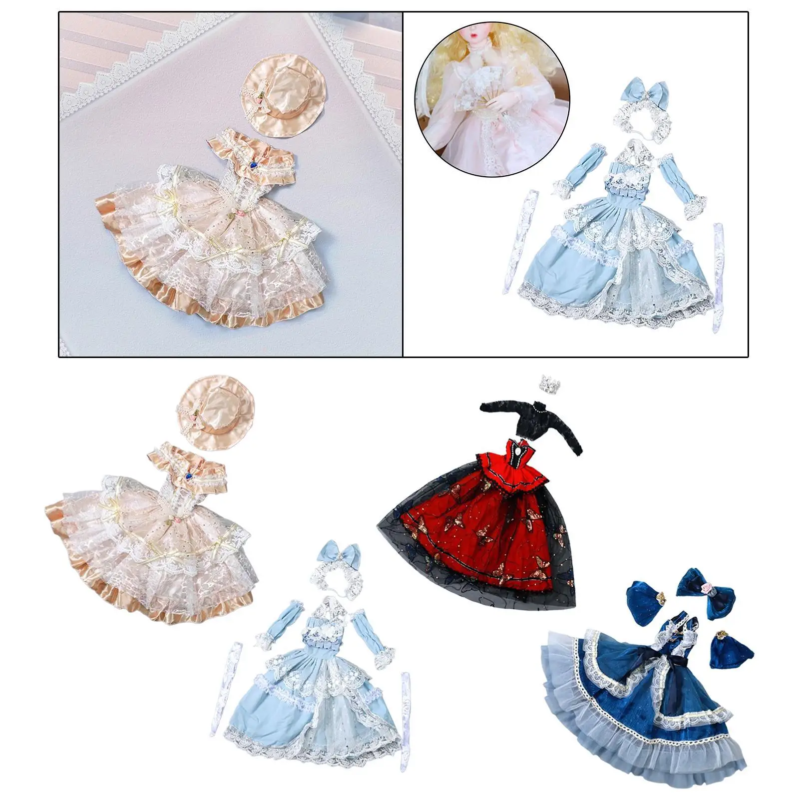 

1/3 Doll Dress Cute Cosplay for Kids Gift Photo Props Costume for 60cm Dolls