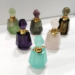 Natural Stone Crystal Perfume Bottle Double Hole Pendant 12-40mm Charm Creative Jewelry DIY Boutique Necklace Earrings Accessory