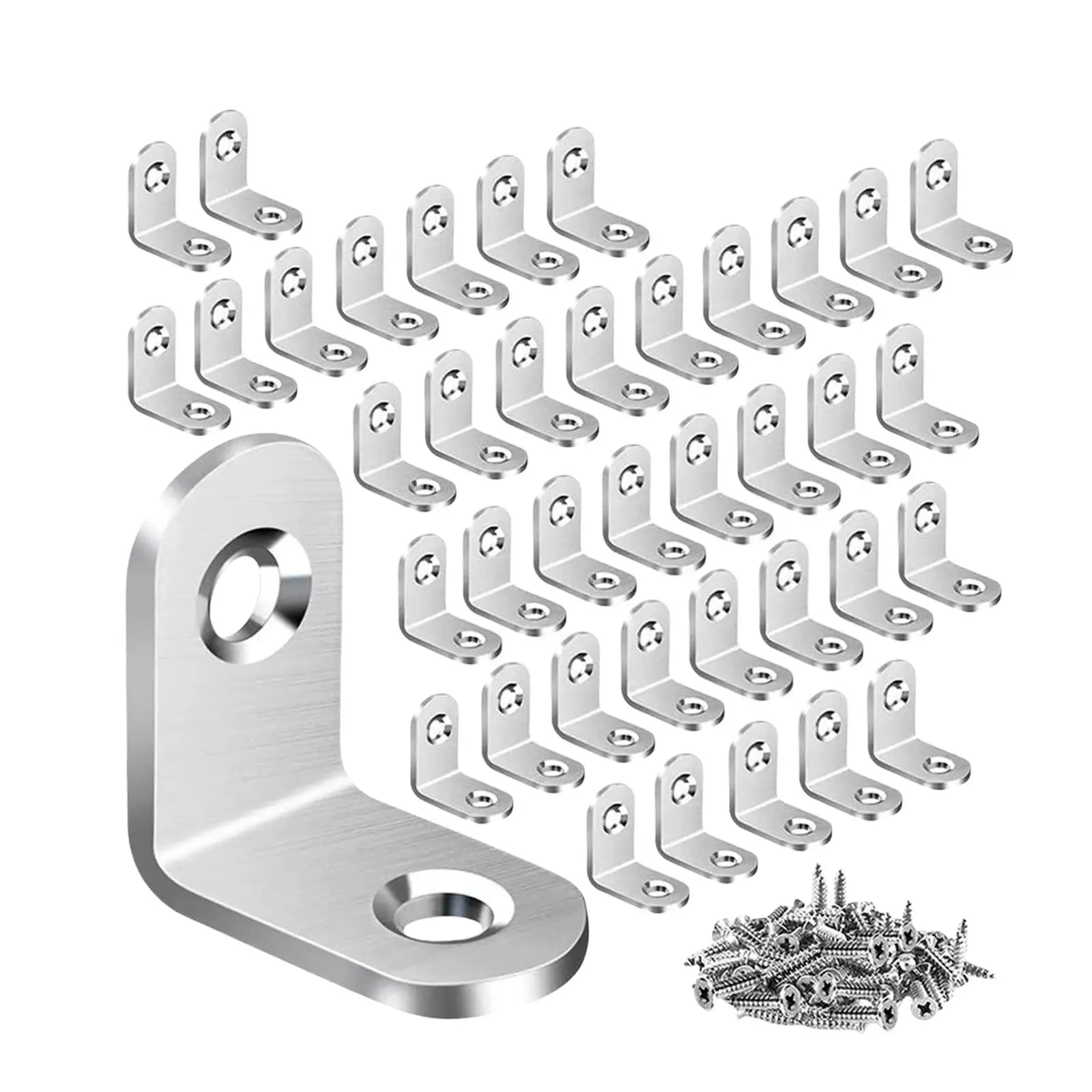 40Pcs L Bracket Corner Bracket 90 Degree Right Angle Bracket for Cabinet