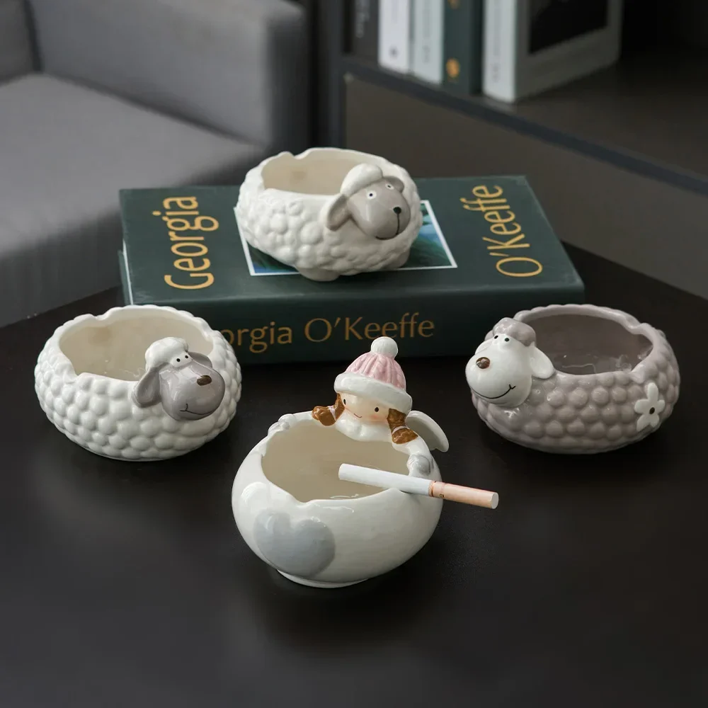 Creative Ceramic Ashtray Handmade Ice Crack Decorative Modern Hotel Ash Tray Office Desktop Simple Ashtrays Home Decoration