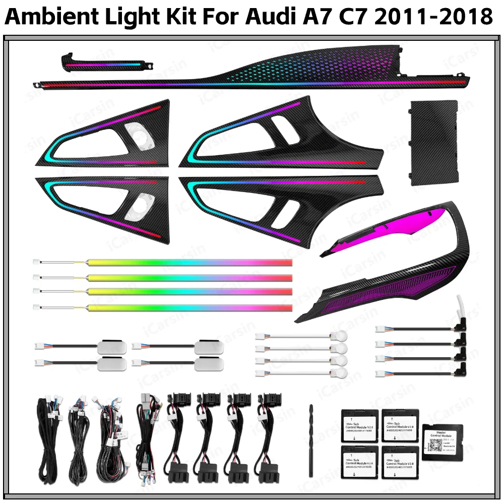 

Upgrade 256 Colors Symphony Led Car Interior Ambient Lighting Decoration for Audi A7 C7 2011-2018 Trim Accessories Parts