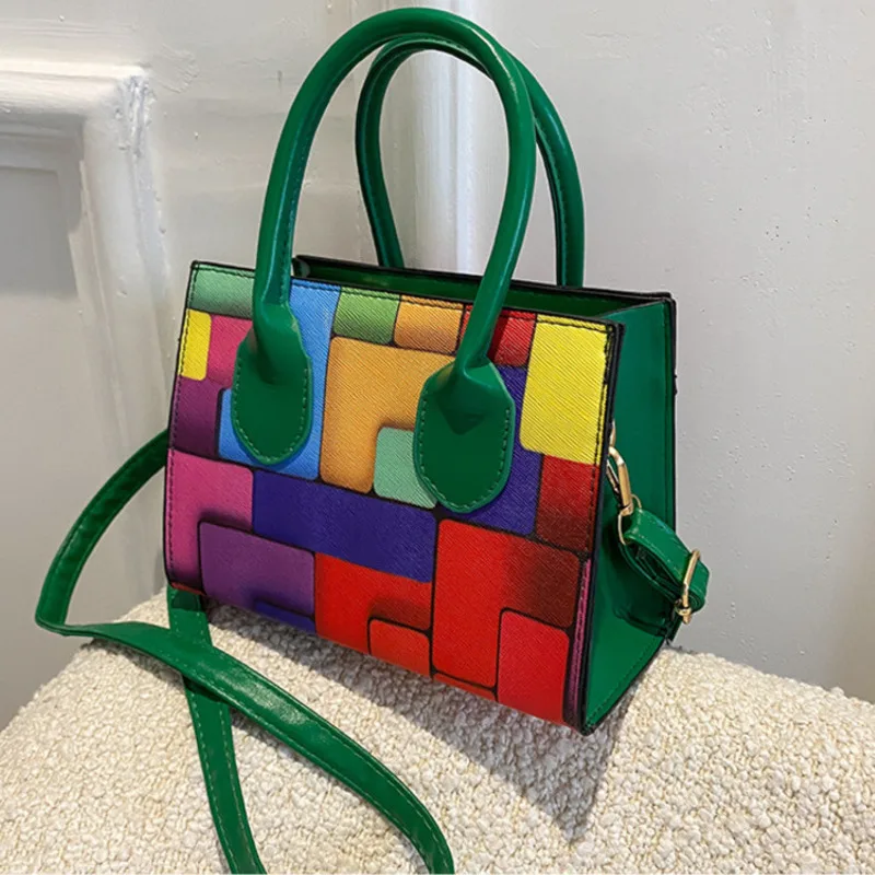 Borsa da donna a spalla singola tendenza alta qualità nuova giuntura piccolo stile messenger contrasto colore tempo libero in pelle Casual versatile