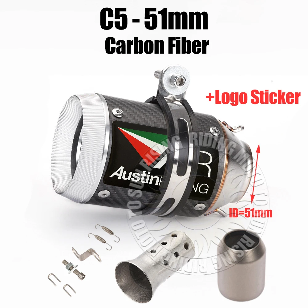 51mm 60mm Carbon/Stainless/Titanium AR Motorcycle Exhaust Muffler For Kawasaki Honda Yamaha KTM CF Suzuki Ktm Bmw etc Tail Pipe image 3