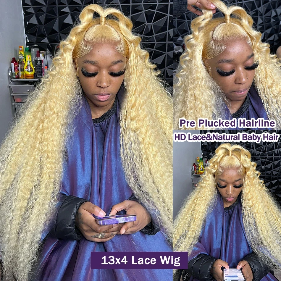 13x6 Lace Frontal Wig 13x4 Lace Front Curly Wigs For Choice Deep wave 613 Honey Blonde 30 inch Glueless Wigs Human Hair on sale