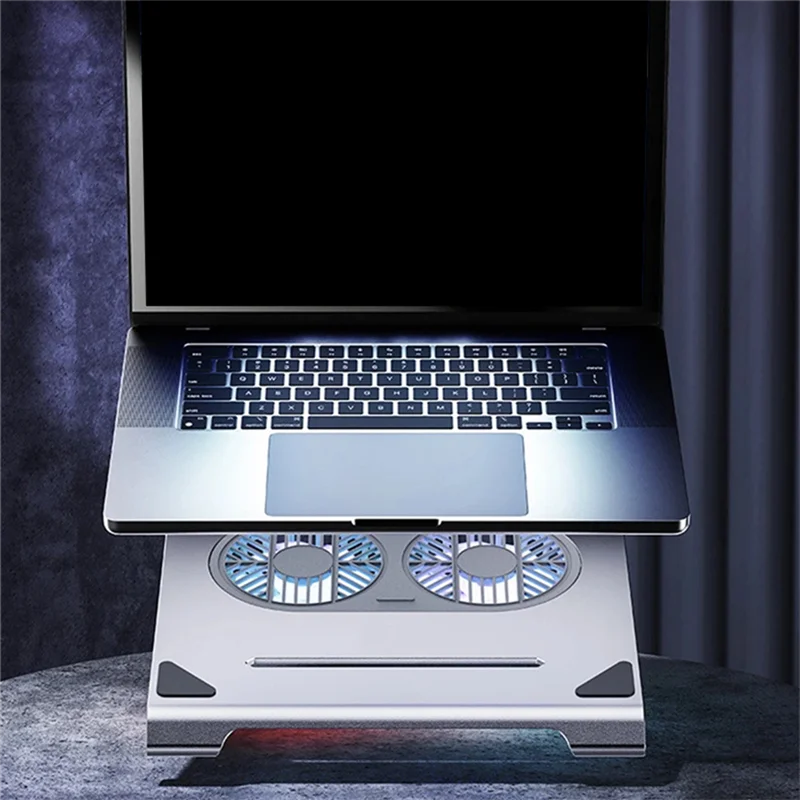 -MEOF Staffa di raffreddamento a doppia ventola Staffa di raffreddamento universale per computer Ampiamente compatibile Grigio siderale