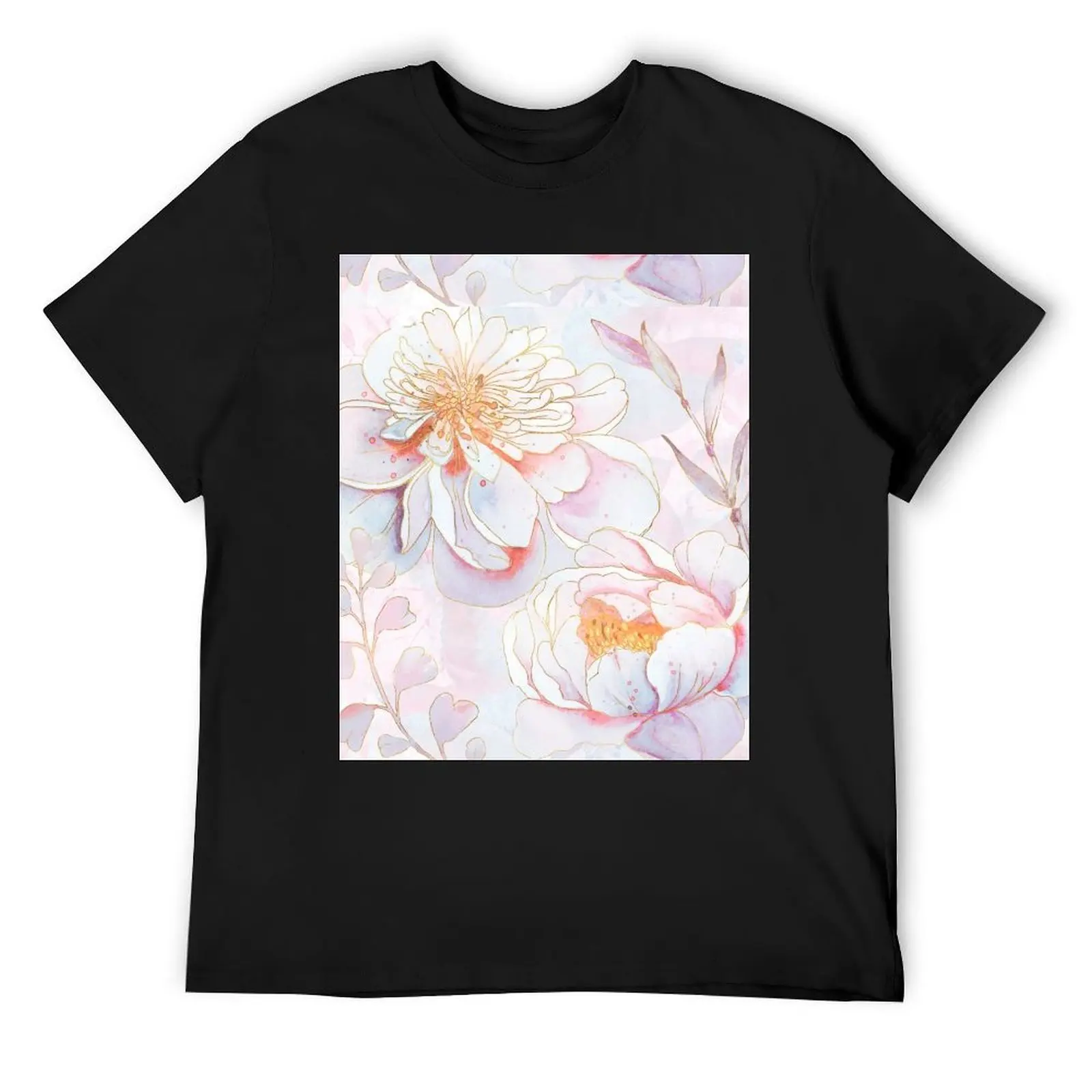 Maisie's Peonies dreamy pastel garden floral T-Shirt cotton graphic tees plus sizes oversizeds mens vintage t shirts