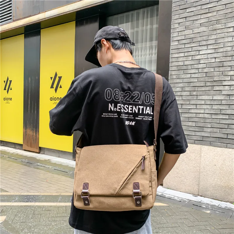 Men Briefcase Crossbody Shoulder Bags Large Male Messenger Bags Boy Canvas Bags for Travel Business Books School Casual Black