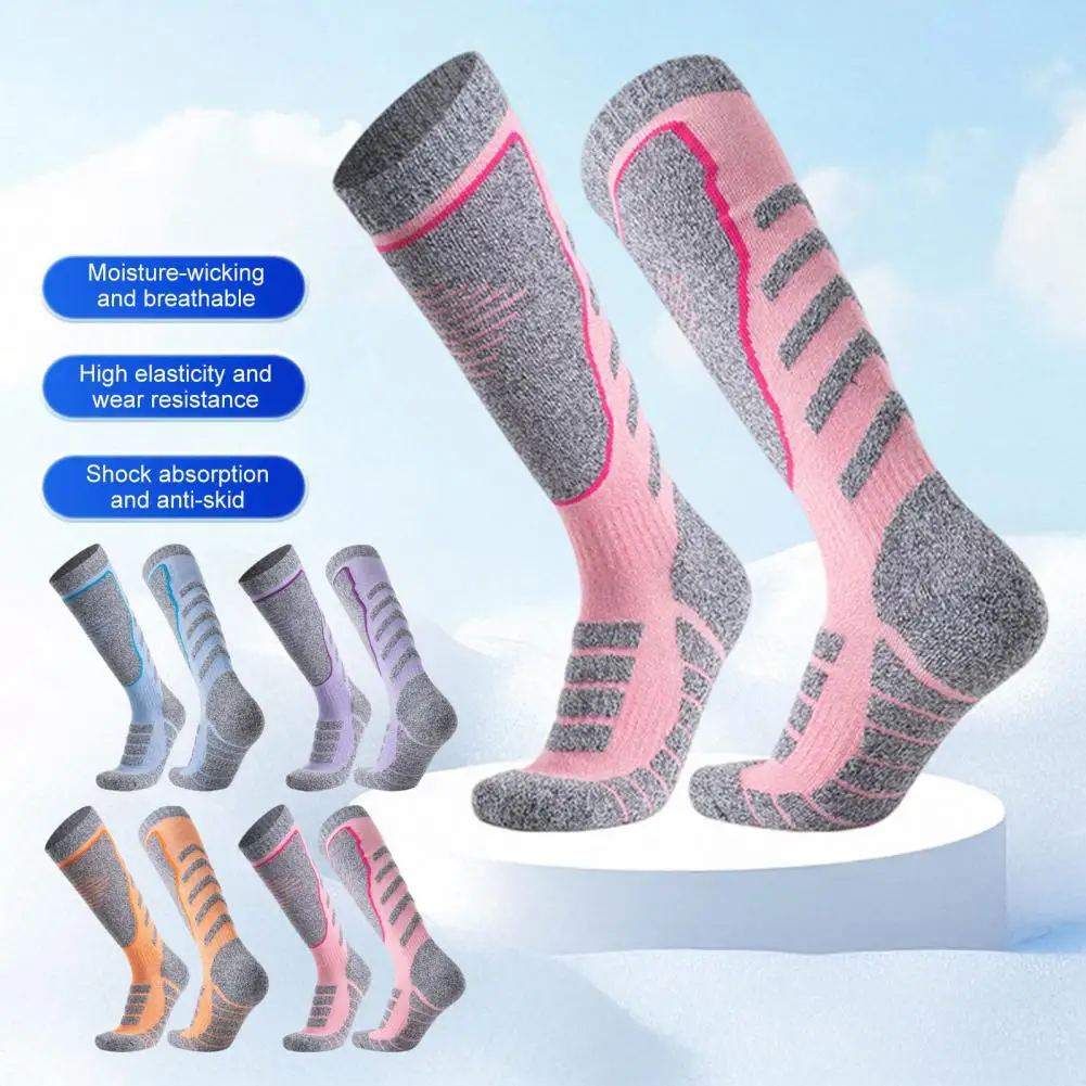

Ski Socks Cotton Fabric Winter Thermal Ski Socks for Women Men Thickened Warm Cotton Sports Socks for Skiing Snowboarding