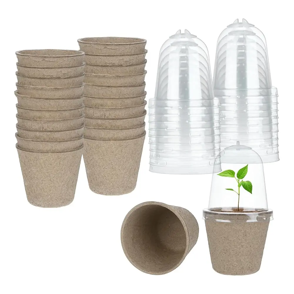 

Набор из 40 торфяных горшков, круглые садовые горшки для рассады диаметром 2,36 дюйма с куполом для контроля влажности, лотки для проращивания семян для посадки/F