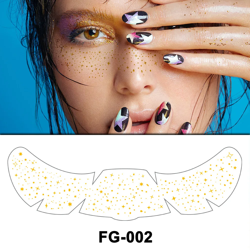 Set de 6 Pegatinas de Pecas Doradas y Plateadas con Brillo, Tatuajes Temporales para Maquillaje Facial, Fiestas, Música, Arte, Tatuaje Falso