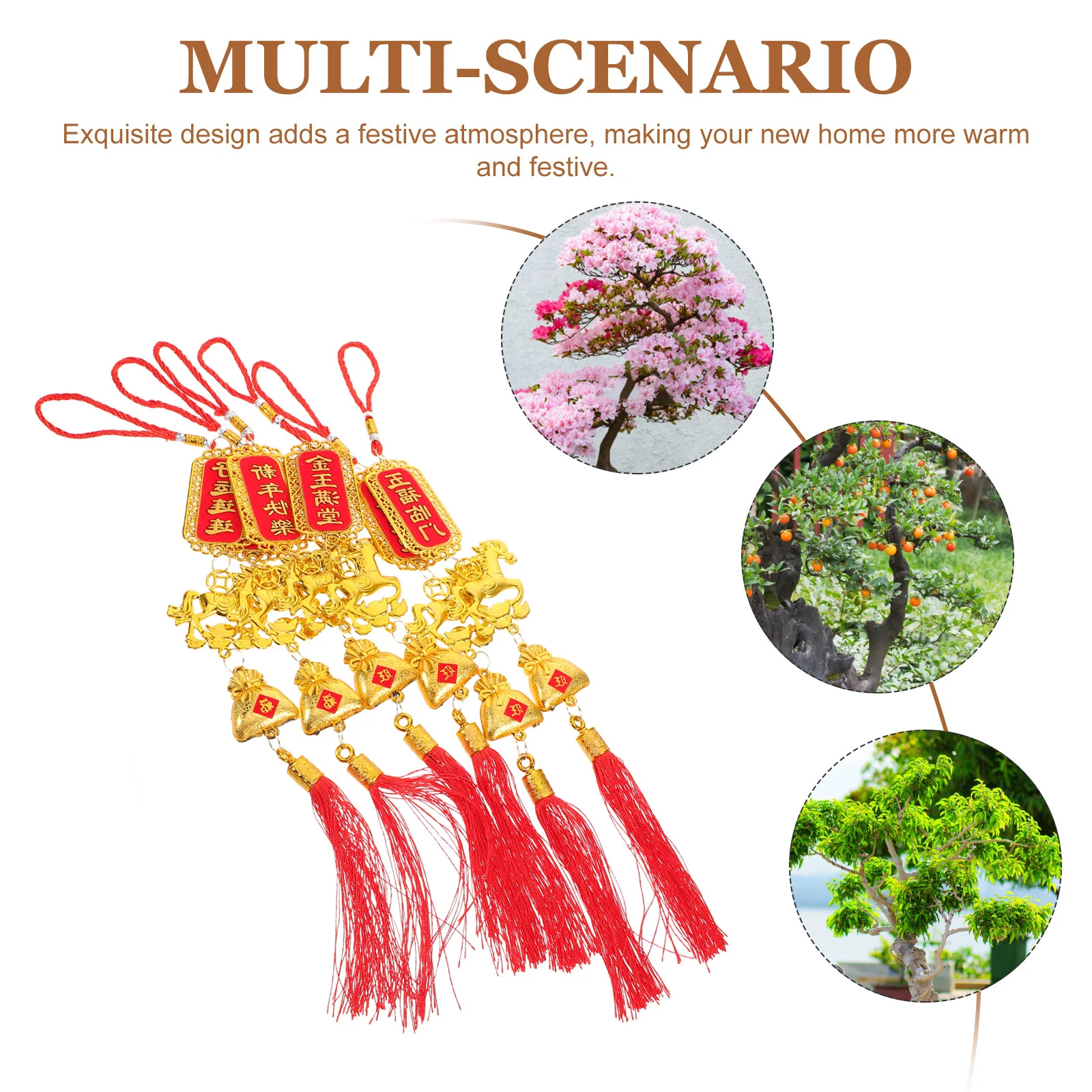 6pcs 2026 Horse Year Pendant Red Tassel Hanging Decor For Lunar New Year Money Tree Bonsai Chinese Zodiac Ornament Festival Luck