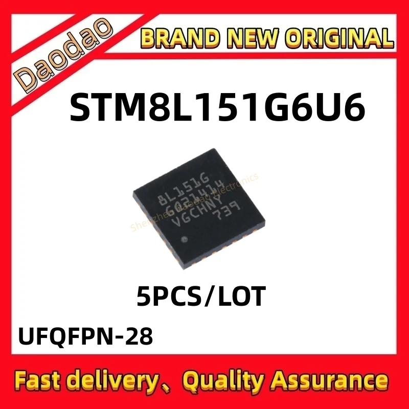 5Pcs Quality Brand New STM8L151G6U6 STM8L151G6 STM8L151 STM8L 151G6U6 8L151G STM IC MCU Chip UFQFPN-28