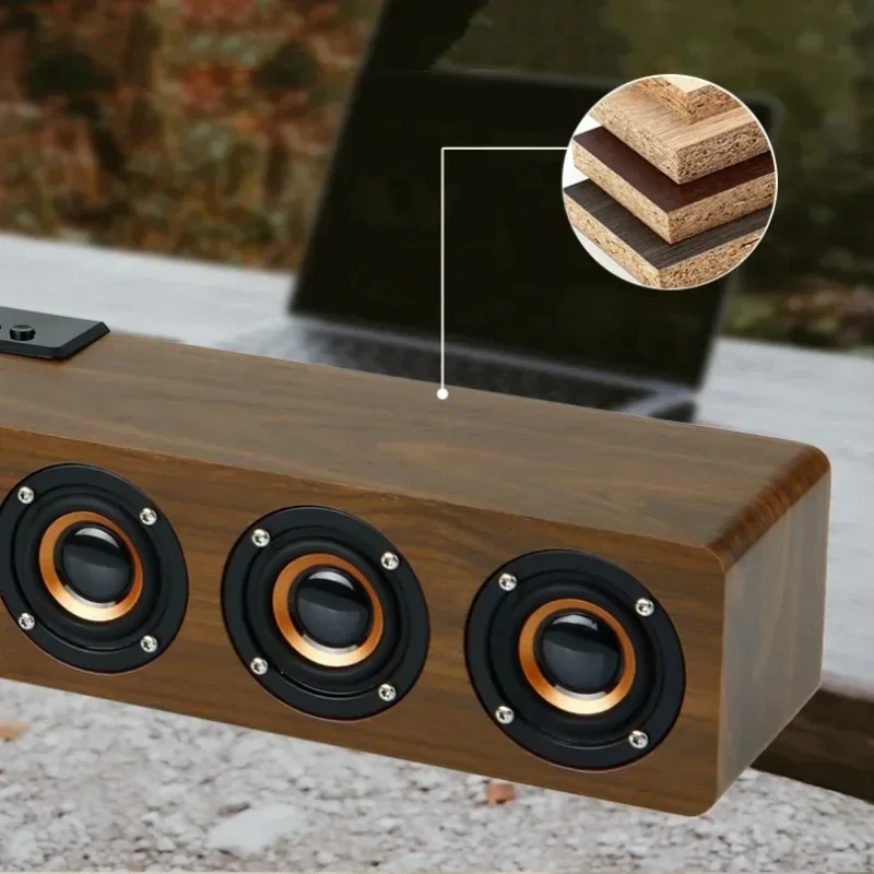 Echo Wal-Barra de sonido de madera de 6 bocinas para TV, sistema de sonido de cine en casa, altavoces Bluetooth con pantalla de tiempo, Subwoofer de ordenador de alta potencia